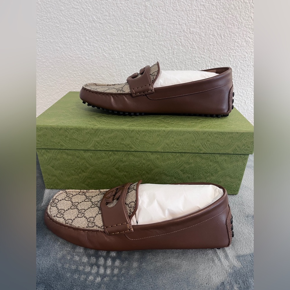 Brand New Gucci Men’s GG Supreme Clove Calf Soft Loafers Brown Size 7 (US 7.5) - Picture 3 of 10